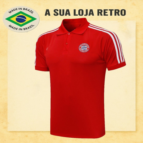 Camisa Retrô FC Bayern vermelha Polo- - ALE 1974- ML - ALE
