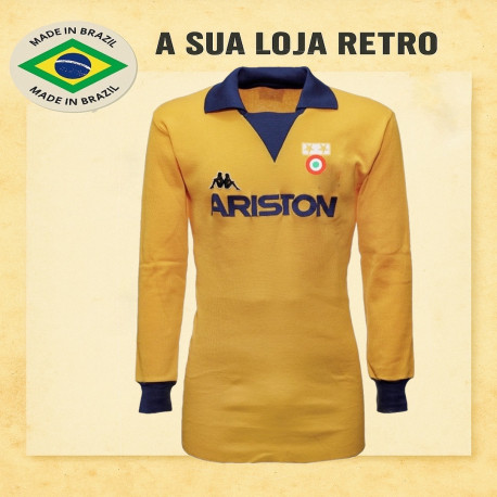 Camisa Retrô Juventus de Turim amarela 83-84