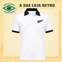 Camisa retrô All black tradicional branca gola redonda