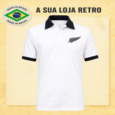 Camisa retrô All black tradicional branca gola redonda