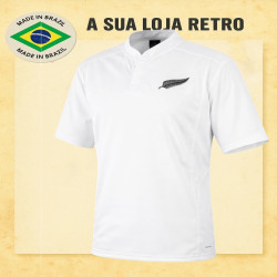 Camisa retrô All black tradicional branca gola redonda