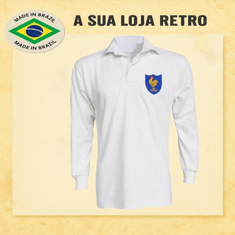 Camisa retrô de rugby França branca ML-1980