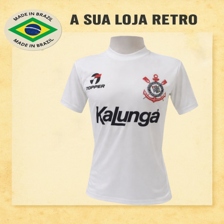 Camisa retrô Corinthians 1985-88 branca kalunga
