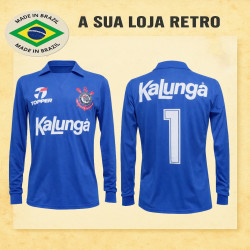 Camisa retrô Corinthians Goleiro kalunga azul ML