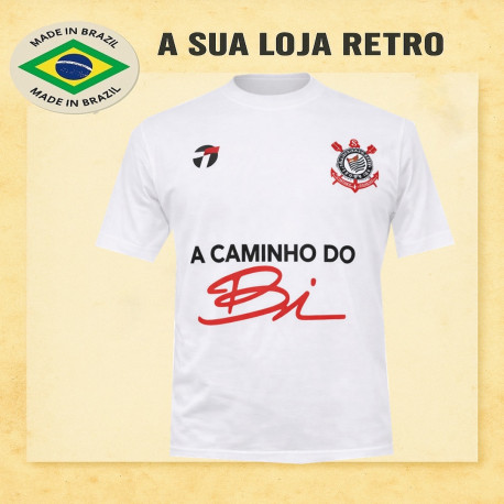 Camisa retrô Corinthians branca a caminho do Bi 