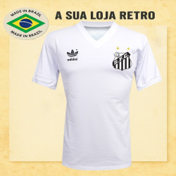 Camisa retrô Santos logo coca cola vermelho.