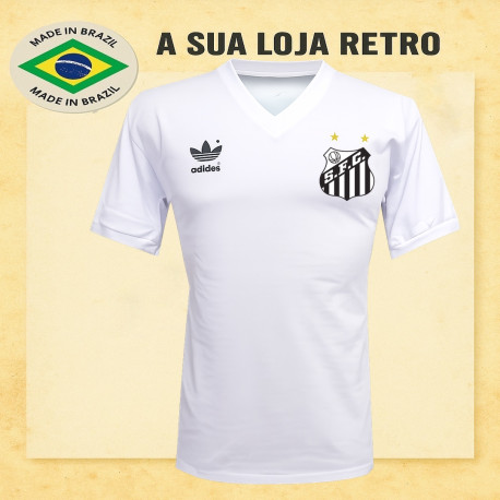 Camisa retrô Santos logo coca cola vermelho.