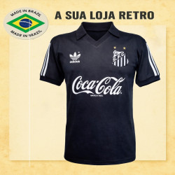 Camisa retrô Santos preta 3 listras.