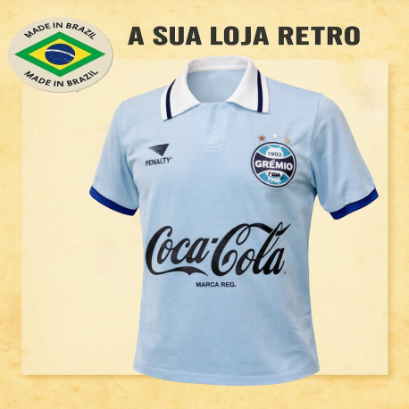 - Camisa retrô Grêmio Celeste Coca Cola