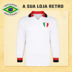 Camisa retrô Milan 1963 manga longa branca- ITA