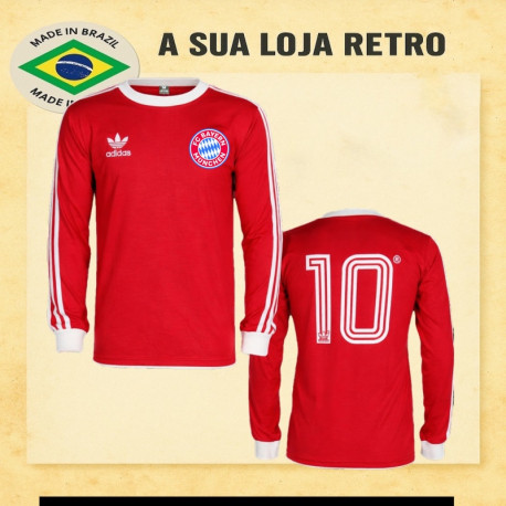 Camisa Retrô F.C. Bayern vermelha 1974- ML - ALE