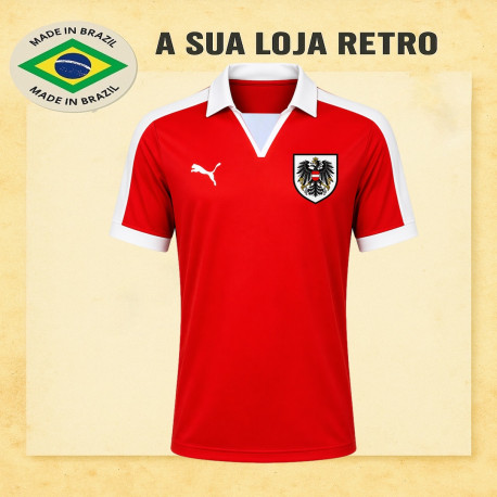 Camisa retrô Austria vermelha -1980