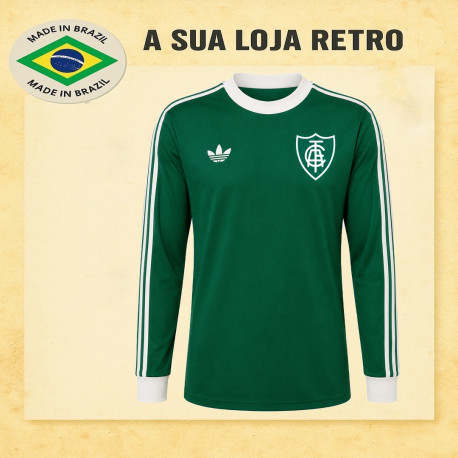 Camisa retrô América branca gola redonda logo
