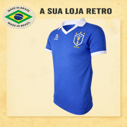 Camisa retrô Seleção brasileira Azul Pronta entrega - 1986