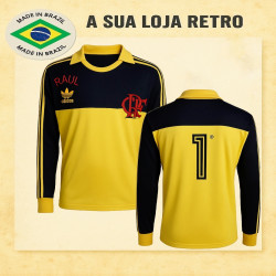 Camisa retrô goleiro Raul Flamengo amarela manga longa