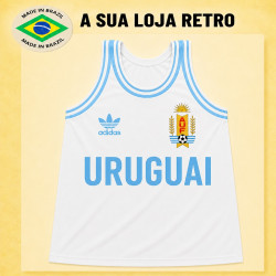 Regata retro Seleção Branca Uruguai
