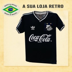 Camisa retrô Santos preta 3 listras.
