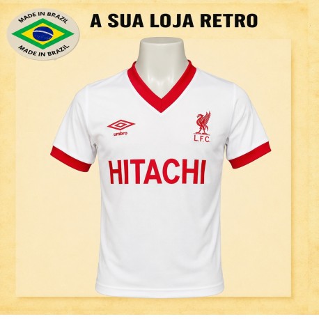 Camisa retrô Liverpool Hitachi branca 1978 - ENG