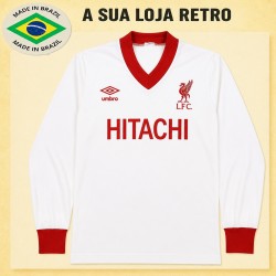 Camisa retrô Liverpool Hitachi branca 1978 - ENG