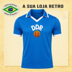 Camisa retrô Alemanha azul Gola Polo - DDR