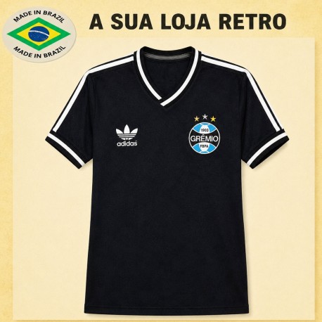 - Camisa retrô Grêmio comemorativa preta gola V