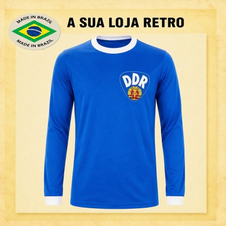 Camisa retrô Seleção da Alemanha DDR Azul - 1980