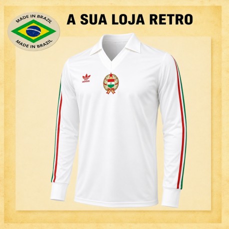 Camisa retrô Hungria branca logo 1980 -ML
