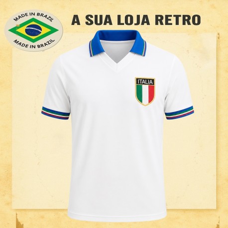Camisa Retrô da Italia Branca- 1982