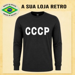 Camisa Retró Russia preta ML gola redonda