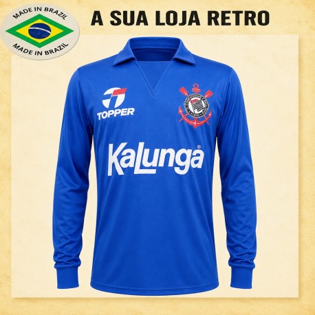 Camisa retrô Corinthians Goleiro kalunga azul ML