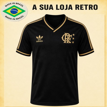 Camisa retrô Flamengo Zico logo ouro comemorativa