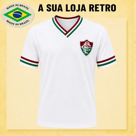Camisa retrô Fluminense gola V branca - 1964
