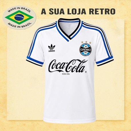  Camisa retrô Grêmio comemorativa branca coca cola gola V