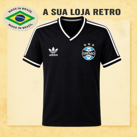 - Camisa retrô Grêmio comemorativa preta gola V