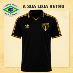 Camisa retro São Paulo Dourado Gola Polo