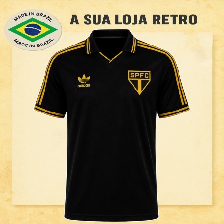 Camisa retro São Paulo Dourado Gola Polo