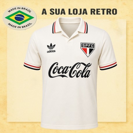 Camisa retro São Paulo Logo Branca coca cola