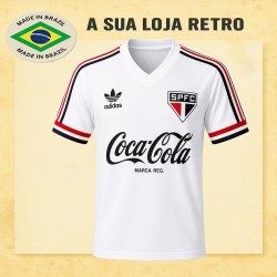 Camisa retro São Paulo Logo Branca Comemorativa 1987