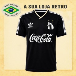 Camisa retrô Santos preta 3 listras.