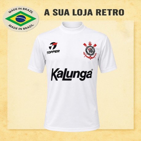 Camisa retrô Corinthians 1985-88 branca kalunga