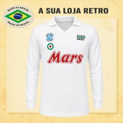 Camisa Retrô Napoli branca Mars vermelha ML - ITA