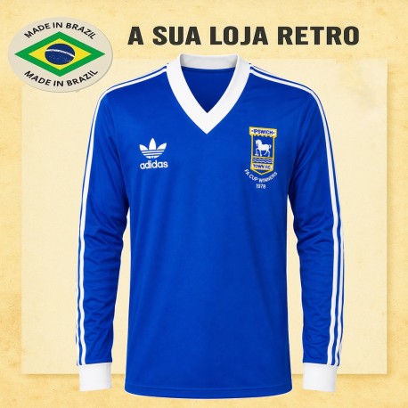 Camisa retrô Ipswish Town Logo 1984 Azul- ENG