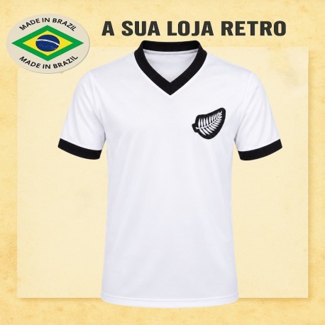Camisa retrô Nova -Zelândia branca - 1982