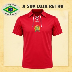 Camisa retrô Hungria Vermelha Puskas Cordinhas