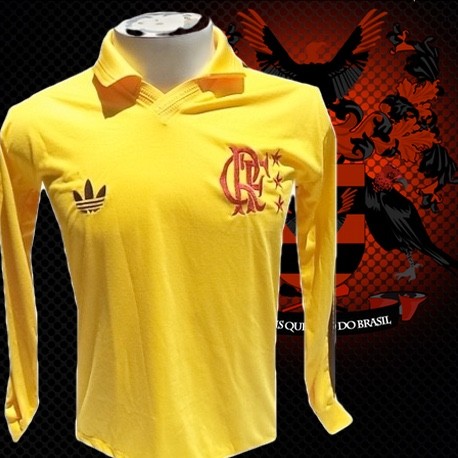 Camisa retrô goleiro Raul Flamengo amarela manga longa