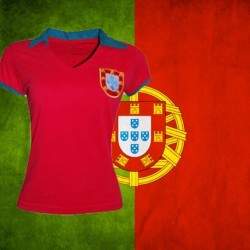 Camisa retrô Portugal 1966 gola redonda