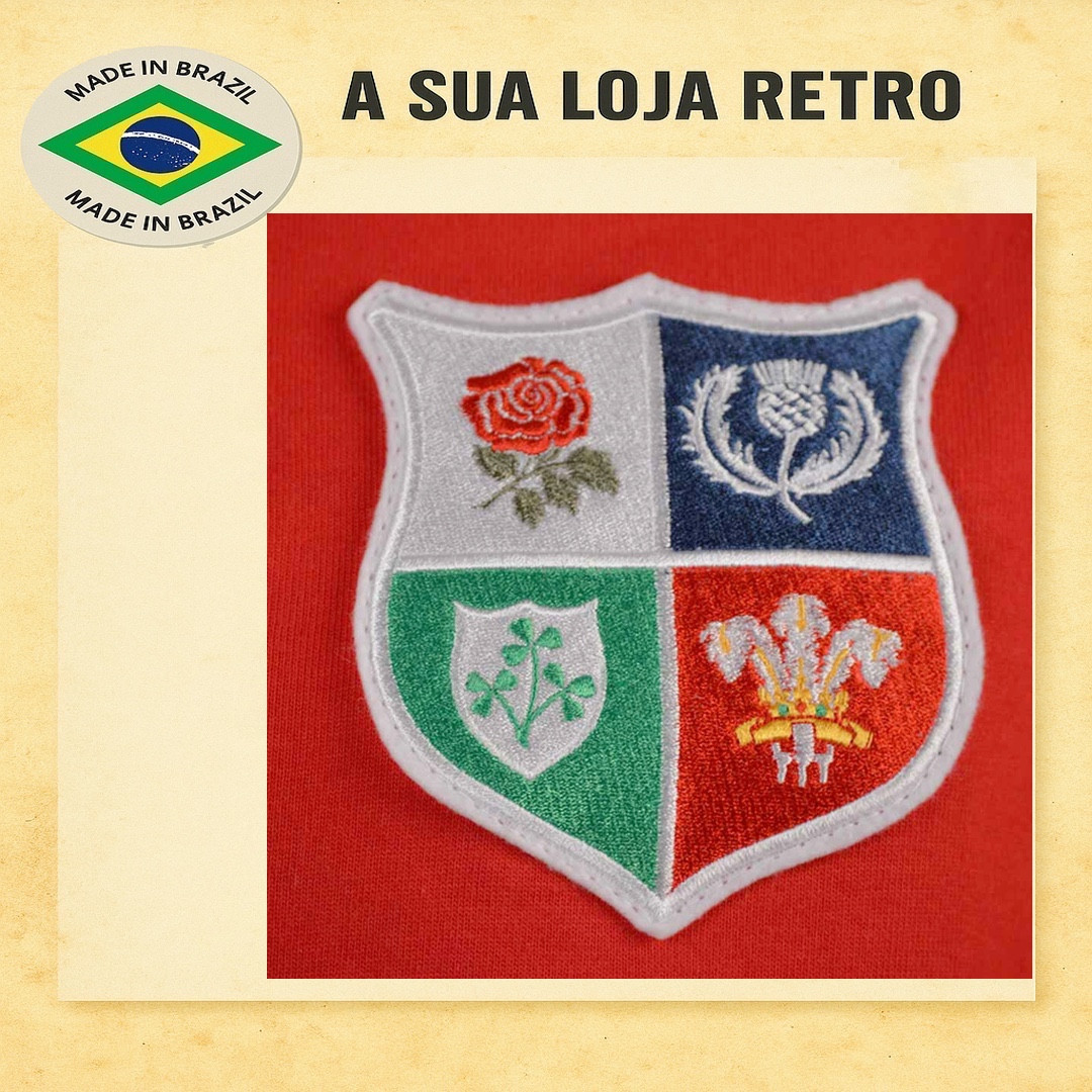 Camisa retrô de rugby British and Irish lions